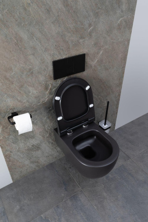 Чаша унитаза подвесная Allen Brau Priority 4.31001.31 цвет черный матовый без сиденья безободковая каскадный смыв