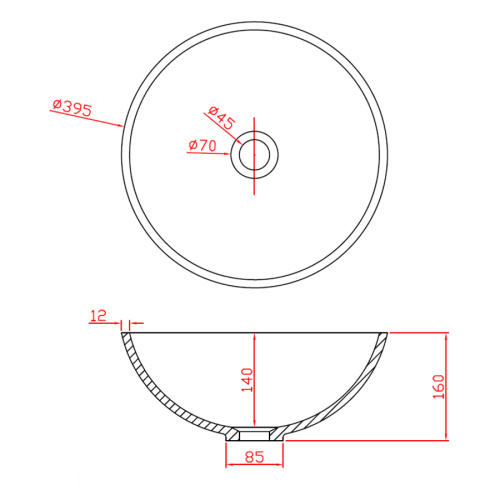 Раковина из искусственного камня MonteBianco Nemi 11102 40х40 встраиваемая цвет белый матовый без отверстий под смеситель - фото 4