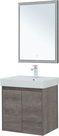 Комплект мебели: тумба с раковиной + зеркало Aquanet Nova Lite 00302533 60х50 напольный цвет коричневый