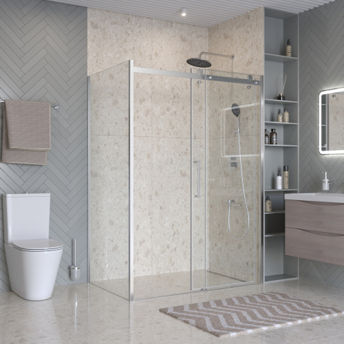 Душевой уголок BelBagno MARINO MARINO-2-AH-1-150/100-C-Cr 150х100 стекло прозрачное профиль хром без поддона - фото 3