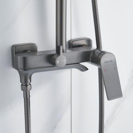 Душевая стойка Shevanik S4136T настенная цвет оружейная сталь