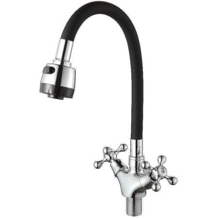 Смеситель для кухни D-Lin D153810-1T на мойку черный/хром