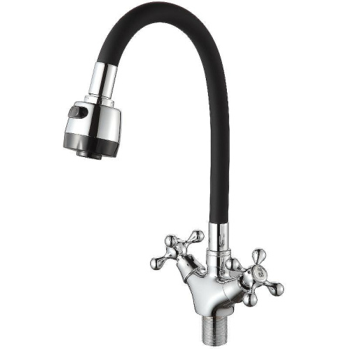 Смеситель для кухни D-Lin D153810-1T на мойку хром/черный - фото 2