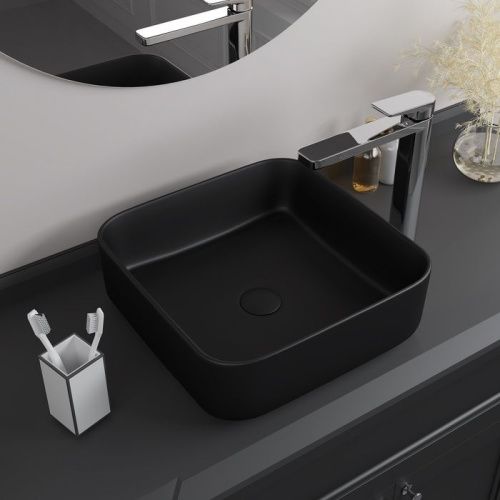 Раковина керамическая IDDIS Bridge BRIBM04i27 39х39 накладная цвет черный без отверстий под смеситель - фото 5