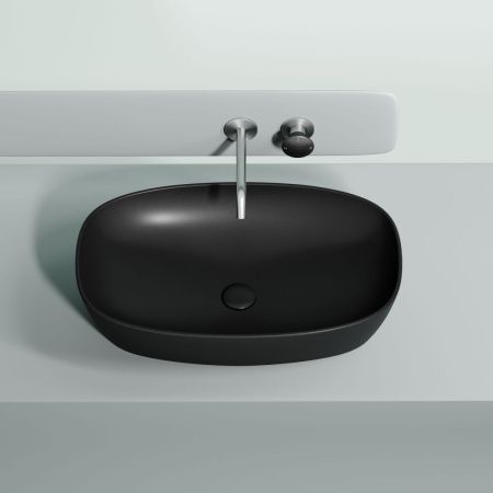 Раковина из сантехнического фарфора Ceramica Nova ELEMENT CN6049MB 60х40 накладная цвет черный без отверстий под смеситель