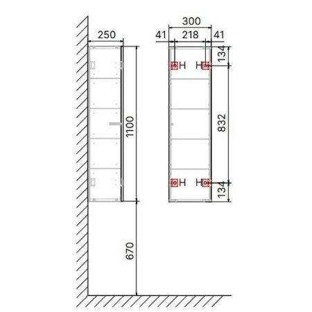 Шкаф-пенал Jorno MODULARE Mdlr.04.110/P/W/JR 30х110 подвесной цвет белый