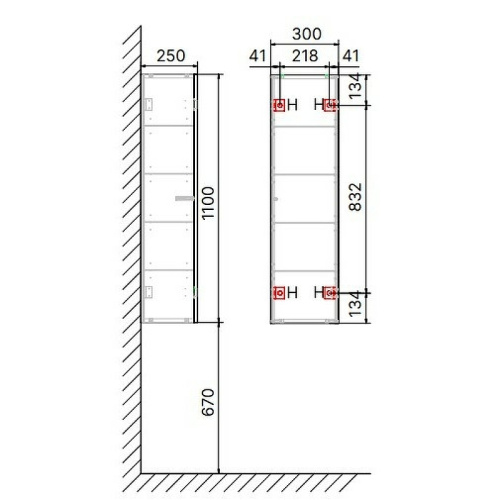 Шкаф-пенал Jorno MODULARE Mdlr.04.110/P/W/JR 30х25х110 - фото 4
