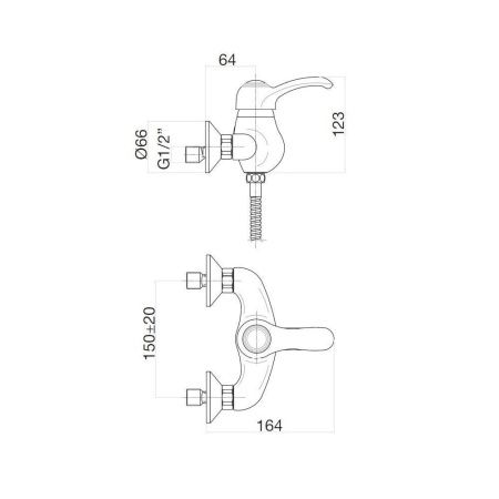 Смеситель для ванны и душа Webert Aurora AU870102010 настенный золото