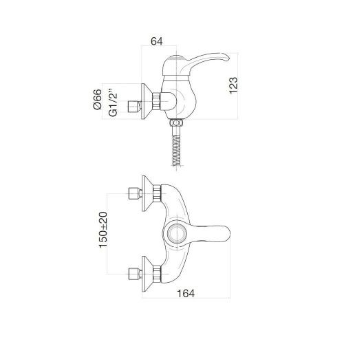 Смеситель для ванны и душа Webert Aurora AU870102010 настенный золото - фото 3