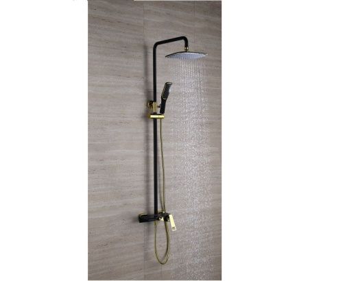 Душевая стойка Bronze de Luxe LT919B настенная цвет черный/золото - фото 5