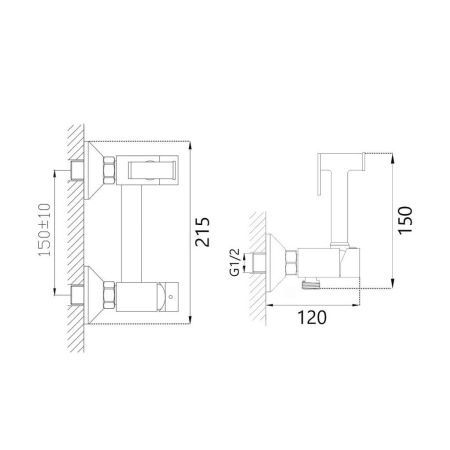 Гигиенический душ со смесителем Maretti Project Black PB30RN69 черный