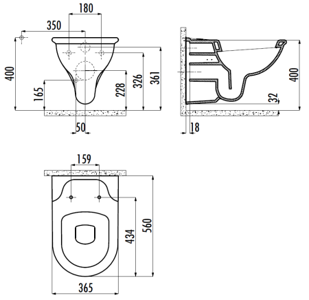 Чаша унитаза подвесная Creavit Selin SL320-11CB00E-0000 цвет белый без сиденья душевой смыв