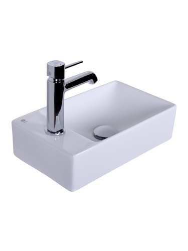 Раковина из сантехнического фарфора Orange B05-375RW 38х22 подвесная цвет белый глянцевый - фото 4