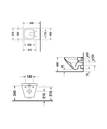 Унитаз подвесной Duravit Durastyle 45510900A1 белый с сиденьем микролифт безободковый каскадный смыв