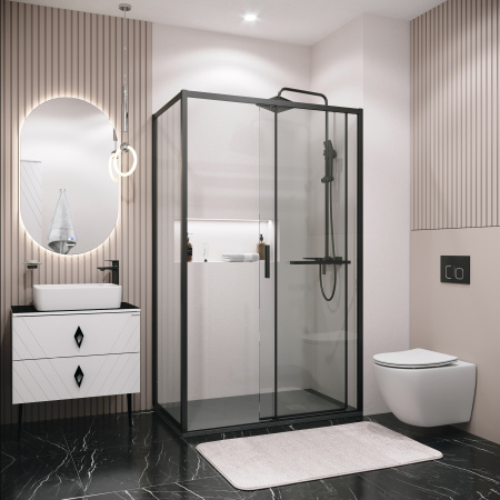 Боковая стенка Grossman Style 200.K33.05.100.21.00 100x195 стекло прозрачное профиль черный матовый