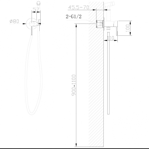 Гигиенический душ со смесителем ABBER Wasser Kreis AF8125RG розовое золото - фото 4