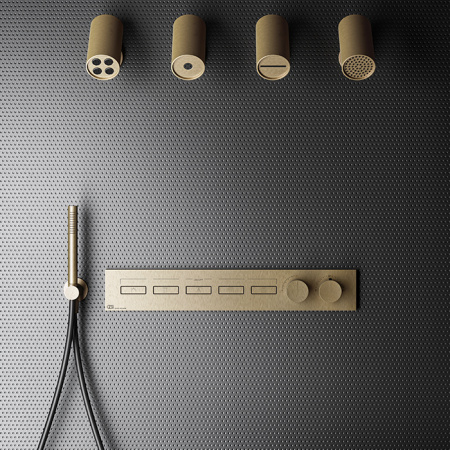 Смеситель для душа Gessi Hi-Fi 63018#726 встраиваемый в стену бронза с термостатом (внешняя часть)