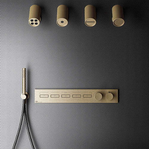 Смеситель для душа Gessi Hi-Fi 63018#726 встраиваемый в стену бронза с термостатом (внешняя часть) - фото 2