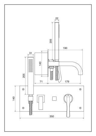 Смеситель для ванны Emmevi Ares 76051/BR встраиваемый в стену бронза