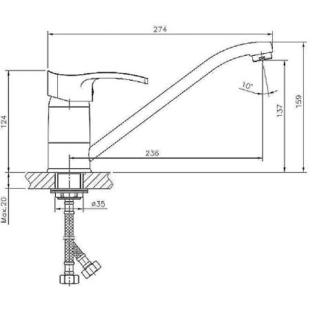Смеситель для кухни Haiba HB70 HB4970 на мойку хром
