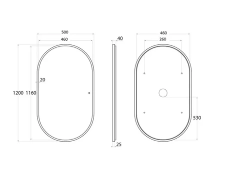 Зеркало с подсветкой Art&Max BARI AM-Bar-500-1200-DS-F 50х120 подвесное