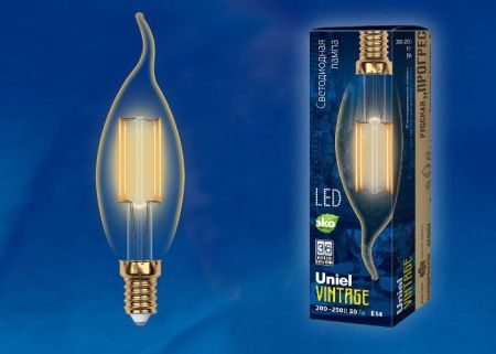 Лампа светодиодная филаментная Uniel Vintage (Винтаге) LED-CW35-5W/GOLDEN/E14 GLV21GO