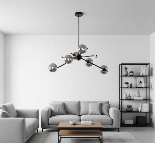 Люстра на штанге Delight Collection 9303P-6 black/smoky - фото 4