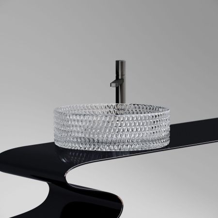 Раковина стеклянная Ceramica Nova CRISTAL CN6062 40х40 накладная цвет прозрачный без отверстий под смеситель