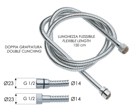 Душевой шланг Remer 333CNES150 хром