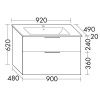Тумба с раковиной Burgbad Eqio SHBT092F2010G0252C0001*1 90х50 подвесная цвет серый