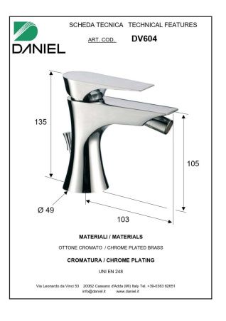 Смеситель Daniel Diva DV604-CR на биде хром