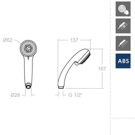 Душевая лейка Ramonsoler Hidroterapia 3544 цвет хром