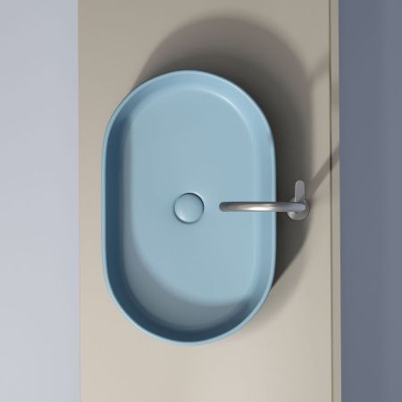 Раковина из сантехнического фарфора Ceramica Nova ELEMENT CN6048ML 60х40 накладная цвет синий без отверстий под смеситель