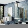 Душевая шторка на ванну Maybah Glass MGV-602-3 40х140 стекло тонированное профиль золото ориентация универсальная
