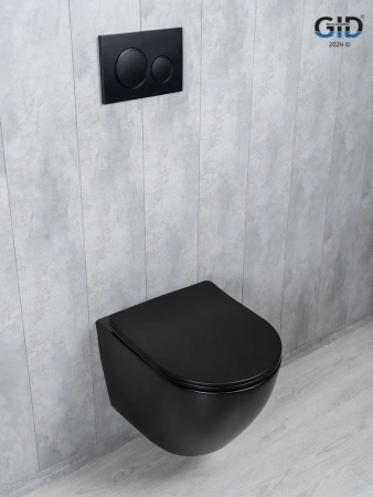 Унитаз подвесной Gid Tornado 62261Y черный матовый с сиденьем микролифт безободковый смыв торнадо