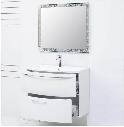 Тумба с раковиной De Aqua Лонг 00167099 90х43х64 подвесная цвет белый - фото 4