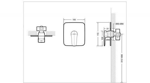 Смеситель для душа Bravat Source PB8173218CP-ENG встраиваемый в стену хром - фото 2