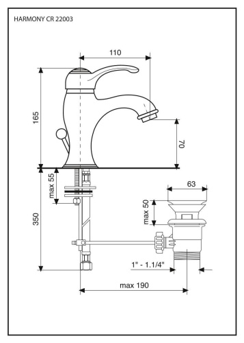 Смеситель Emmevi Harmony 22003/OR на раковину золото - фото 2