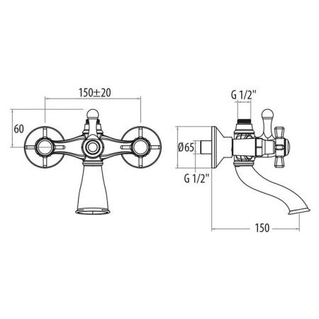 Смеситель для ванны Gattoni Milano TW1750617V0br настенный бронза