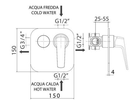 Смеситель для душа Mamoli Spartaco 260600009021 встраиваемый в стену хром