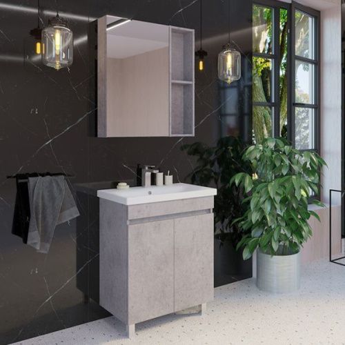 Зеркало-шкаф Comforty Осло 00-00006164CF 70х15х80 подвесной цвет бетон светлый