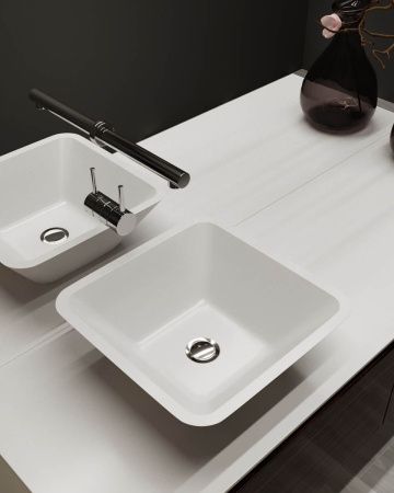 Раковина из искусственного камня Holbi SATURN 1.02.004.11.2 40х40 накладная цвет белый