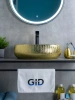 Раковина керамическая Gid Lago 52234 50х30 накладная цвет золото без отверстий под смеситель