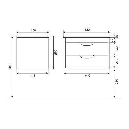 Тумба с раковиной Uperwood UPD Modul 393020549 62x45x57 - фото 2