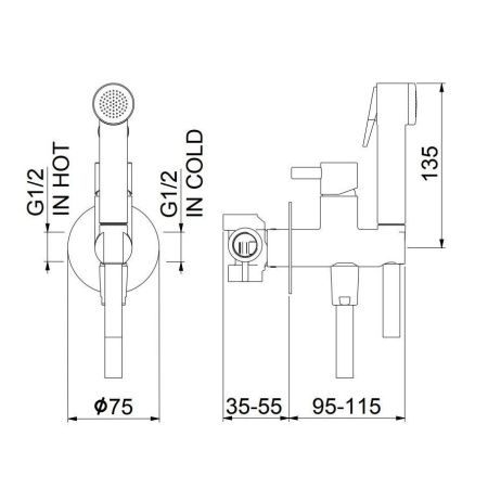 Гигиенический душ со смесителем Webert Elio EL870303015PVC хром