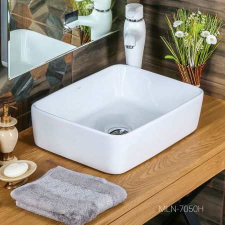 Раковина мебельная из сантехнического фаянса Melana MLN-7050H 48 7050H-805 50х40 накладная цвет белый