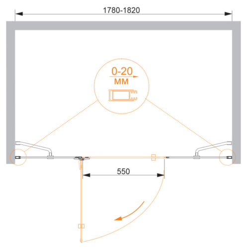 Душевая дверь Cezares BERGAMO BERGAMO-W-B-13-60+60/60-C-Cr-L 180х195 стекло прозрачное профиль хром глянцевый - фото 2