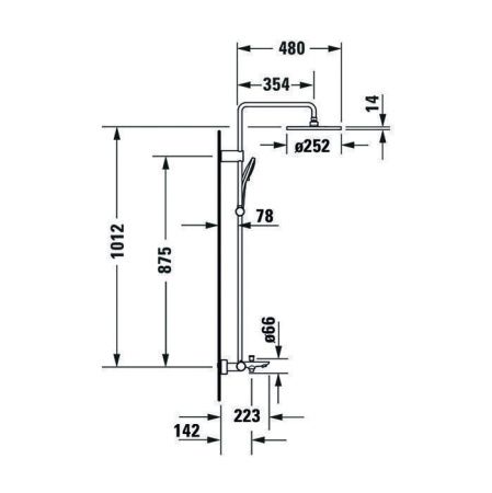 Душевая стойка Duravit Wave WA5280008C10 настенная цвет хром