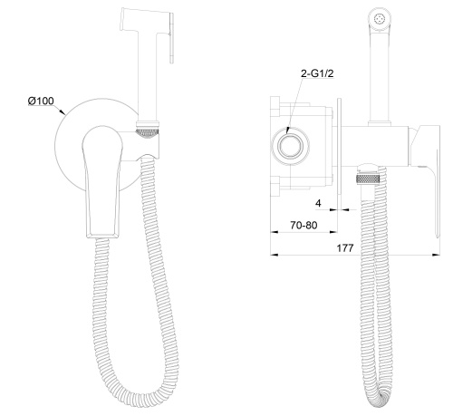 Смеситель для ванны и душа Wonzon & Woghand BRILLIANT WW-88829079-MB встраиваемый в стену черный - фото 2