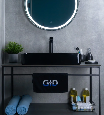 Раковина керамическая Gid Geométrico 53346 60х30 накладная цвет черный без отверстий под смеситель